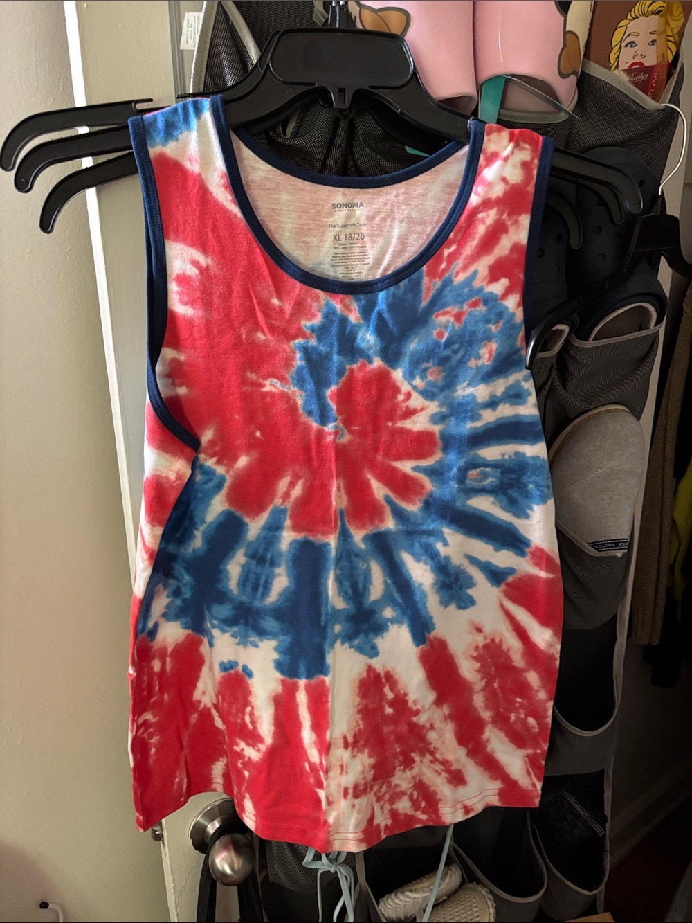 Tshirt Center Red, Blue & White Tie-Dye Women’s Tank Top